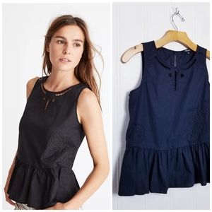 Madewell Top Womens Size XS Black Embroidered Eyelet Sleeveless Pullover Solid
